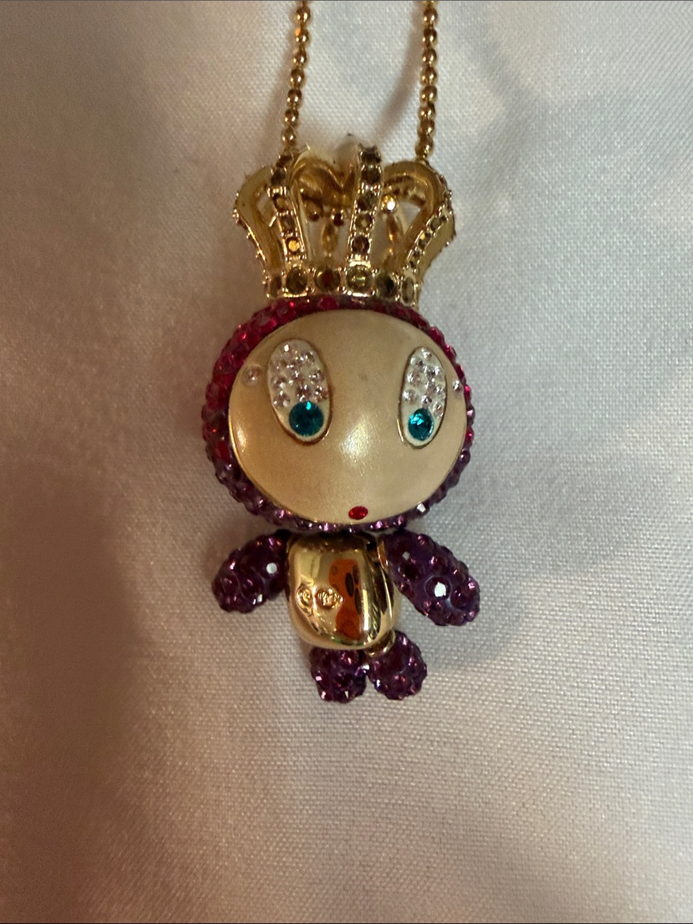 RARE Retired Swarovski Pink Erika Limited Edition Robot Doll Pendant Necklace
